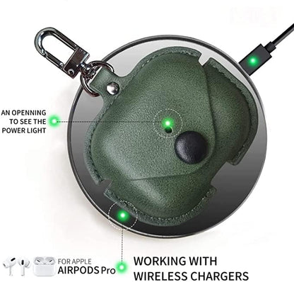 RedFoxx Soft Leather Shockproof Cover Case with Free Keychain Compatible with Apple AIRPODS PRO 2, Leather Case Airpod Pro 2 (Dark Green)