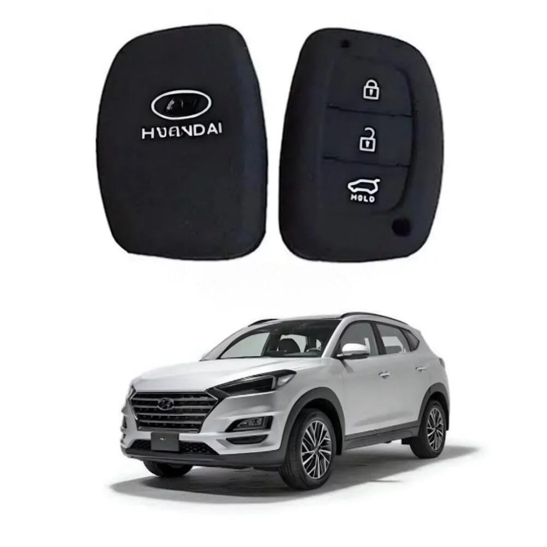 Car Silicone Rubber Key Cover for H-undai Cretaa / I20 Elite - Black - Premium Protection, Durability, and Style ( Pack of 1).