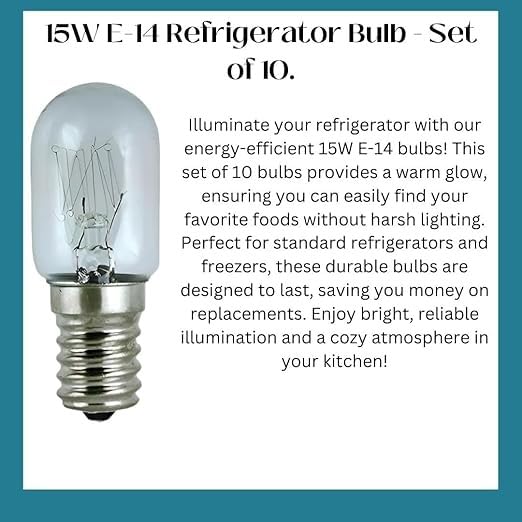 RF REDFOXX 15W E-14 Refrigerator Bulb,Ideal for illuminating the interior of standard refrigerators, Energy-Efficient Lighting for a Cozy Atmosphere Pack of 2.