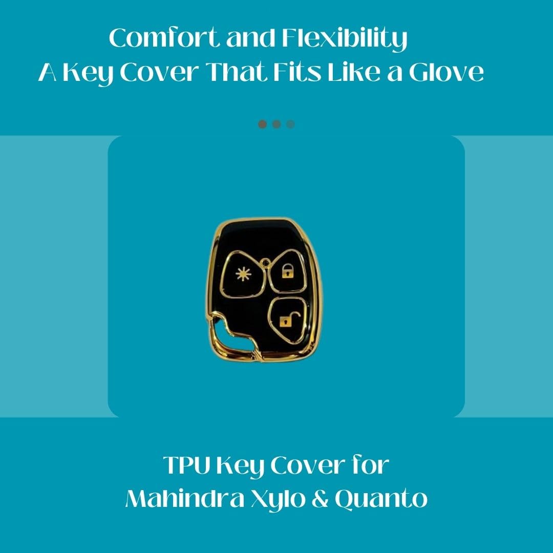 Premium TPU Key Cover for Mahindrra Xyllo & Quannto Remote Key 3 Button Soft, Flexible Comfort, Lightweight Design & Stylish Protection and Durability (Black).
