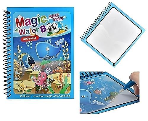 Water Coloring Book for Kids – Reusable Water Painting & Drawing Book for Toddlers 2-10 Years – Mess-Free Magic Color Activity Book (1 Pc, Designs May Vary)