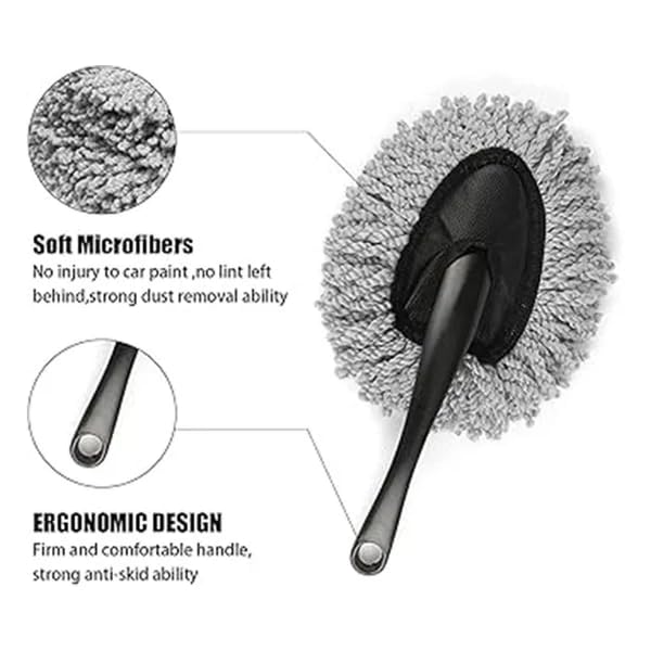 RF REDFOXX Mini Microfiber Duster Interior Multi-Purpose Duster Brush with Handle for Car Cleaning (Pack of 1).