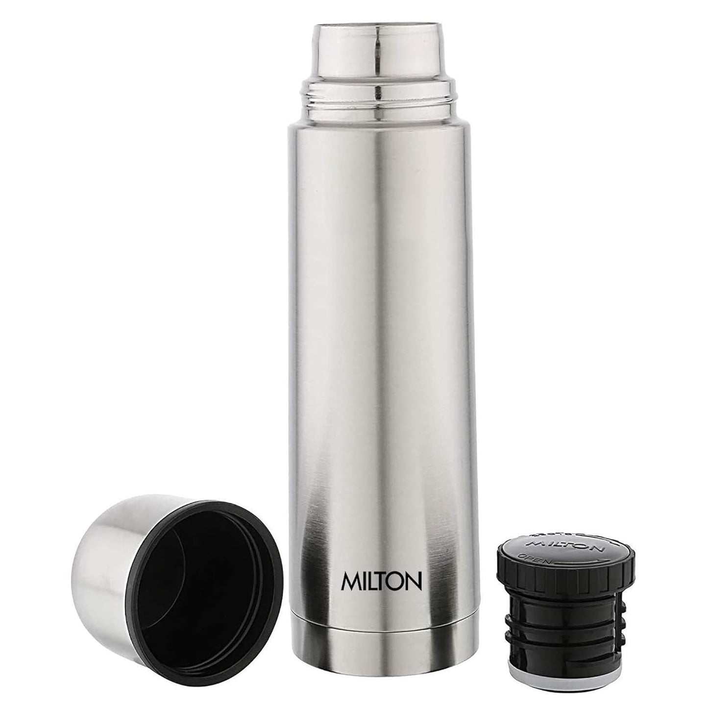 Replacement Lid for Milton Thermosteel Water Bottle | Compatible with 300ml, 350ml & 500ml Bottles | Stainless Steel Plain Cap with Inner Jacket | Leak-Proof & Durable Spare Lid (Silver)