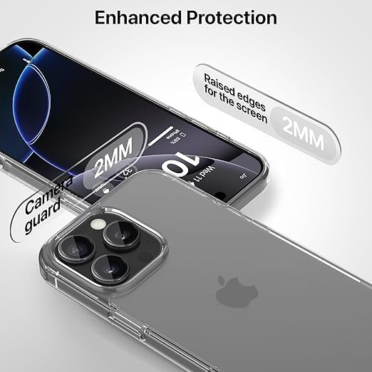 RF REDFOXX Compatible with i-Phone 11 Clear Case | Slim Shockproof Silicon & TPU Back Cover with Camera | Anti-Yellowing Scratch Resistant Transparent Phone Case for iPhone 11 (iPhone 16 Pro Max)