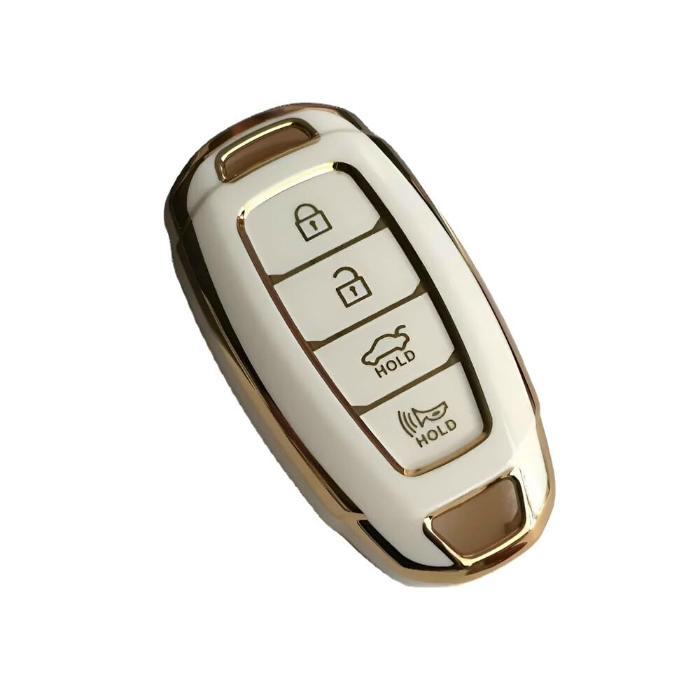 TPU Key Cover Compatible with Hyundai New Verna 2020 Tucson 2021. (White)