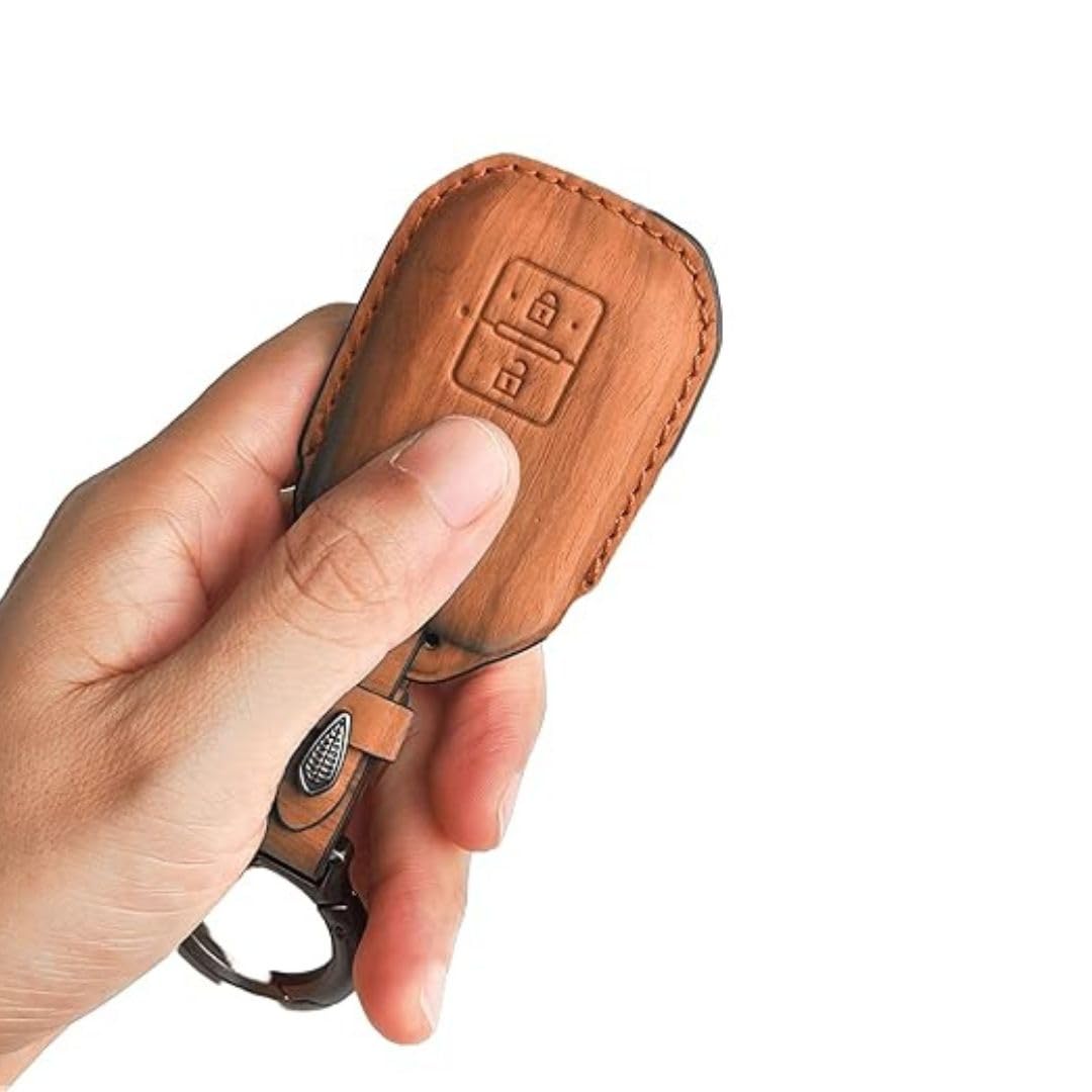 Vegan Wood Leather Finish Key Cover for Mar-UTI SZK Jiny, Fronx, Balno, Gand Vitra, XL6, Igis, Swit, Eriga, Brzza, Dzre (2-Button Smart Key.