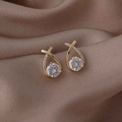 Sterling Cubic Zirconia Teardrop Stud Earrings, Korean Style, Wedding Jewellery