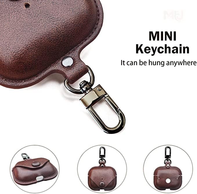 RedFoxx Soft Leather Shockproof Cover Case with Free Keychain Compatible with Apple AIRPODS PRO 2, Leather Case Airpod Pro 2 (Dark Brown)