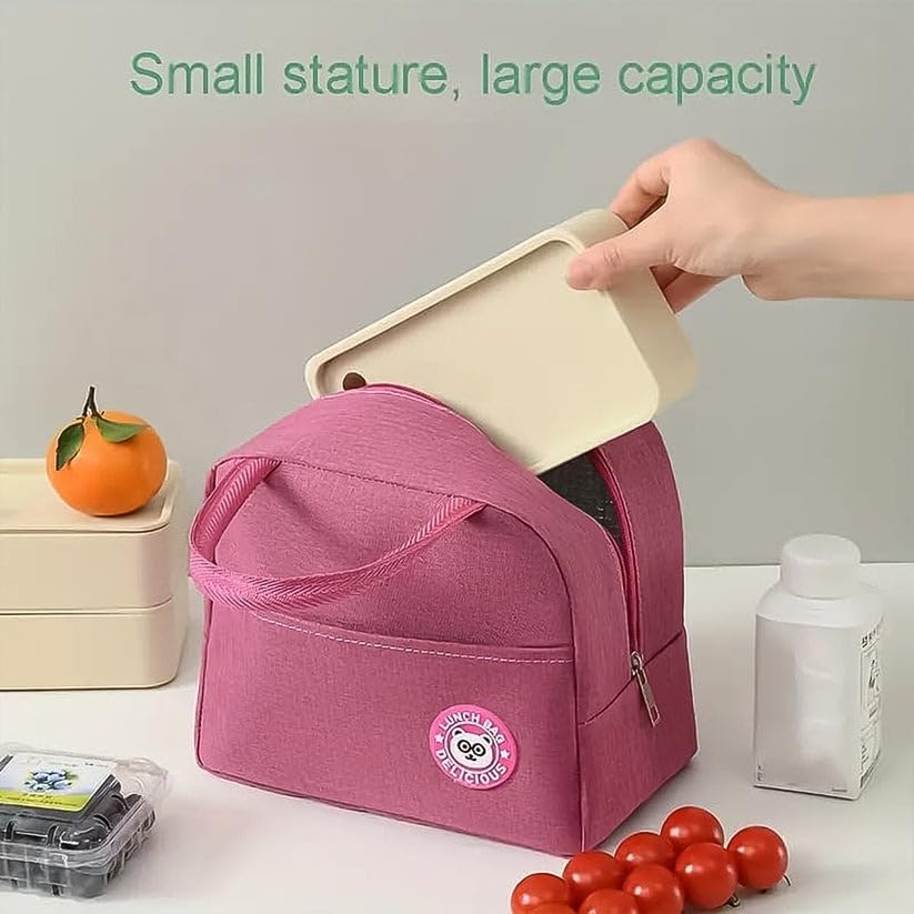 RF REDFOXX Insulated Lunch Bag for Women & Men – Reusable Lunch Box Tote with Zipper Closure for Office, School & Picnic – 1 Pc (Color May Vary)