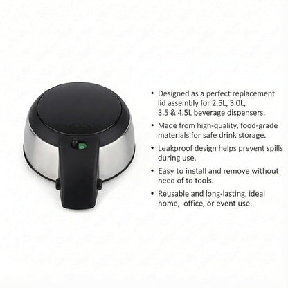 Spare Beverage Dispenser Lid Compatible with Milton Beverage Dispenser | Replacement Lid Assembly for 2.5L, 3.0L, 3.5L & 4.5L Containers | Clear Universal Top Cap (Lid Only)