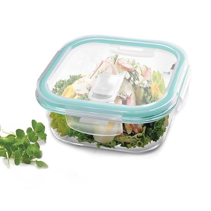 Spare Lid for Treo by Milton Clip Fresh Square Borosilicate Container – Compatible with 320ml Hi-Borosilicate Tiffin | Airtight & Leak-Proof Replacement Cover (1 Pc, Transparent)