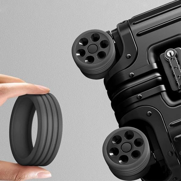 Silicone Luggage Wheel Protectors (8 PCS) | Shock Absorbing Suitcase Wheel Covers for 8 Spinner Wheels | Anti-Slip Noise Reduction Trolley Bag Wheel Guards