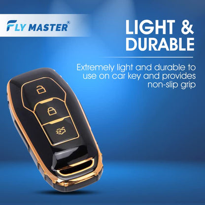 TPU Key Cover Compatible with Ford Aspire Figo Endeavour New Ecosport New Fiesta 2ND. (Black)