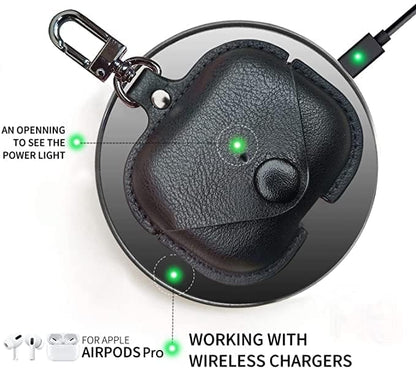 RedFoxx Soft Leather Shockproof Cover Case with Free Keychain Compatible with Apple AIRPODS PRO 2, Leather Case Airpod Pro 2 (Black)