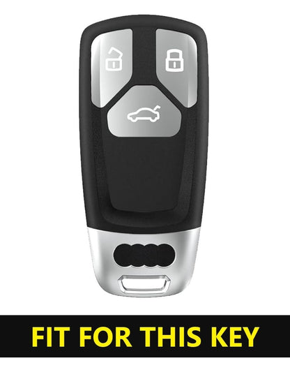 Metal Car Key Cover Compatible with Audi Q5, A5, A8, Q7, A4, A6, 3 Button Smart Key Case, Premium Key Protector, Black, Pack of 1