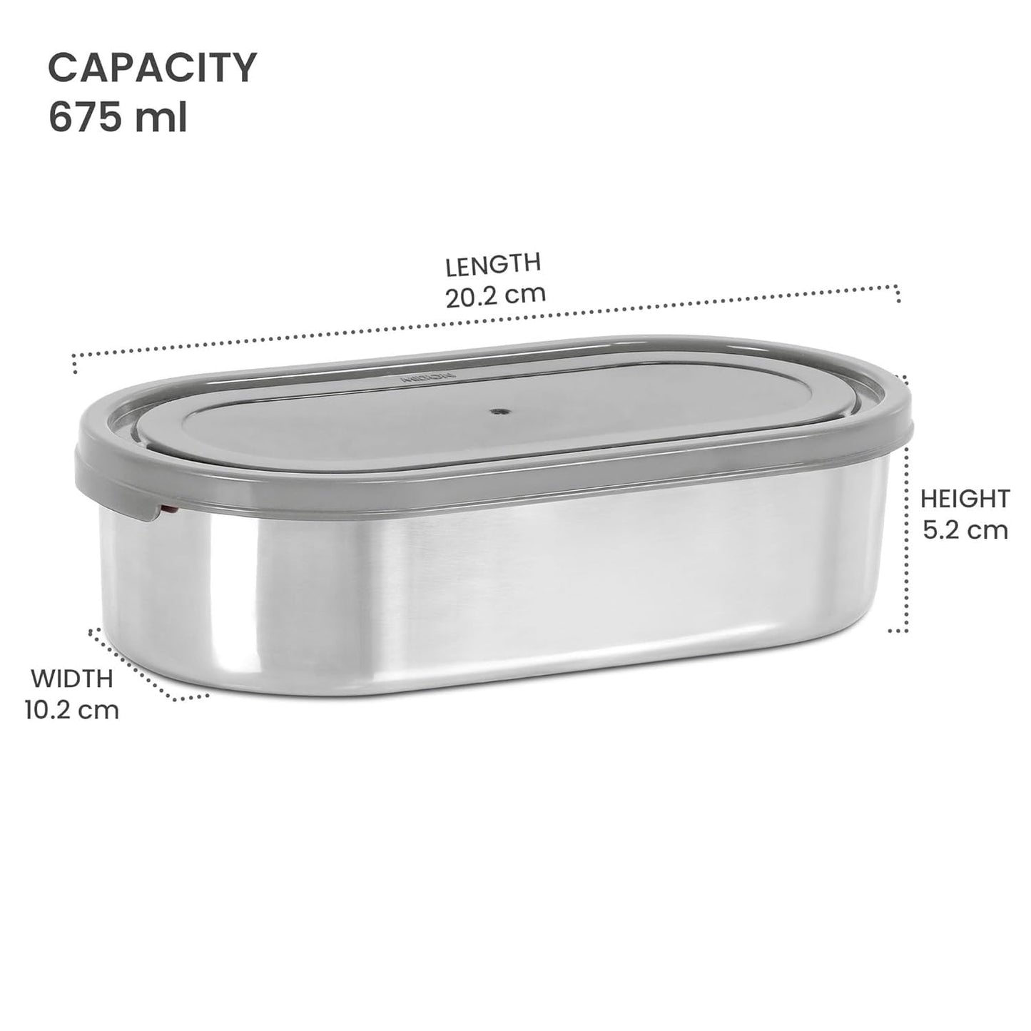 FreshLock Oval Tiffin Lid 650–675ml | Leak-Resistant Replacement Cover Compatible with Milton Steel Refresh Lunch Box | Secure Fit Spare Container Lid (Blue)