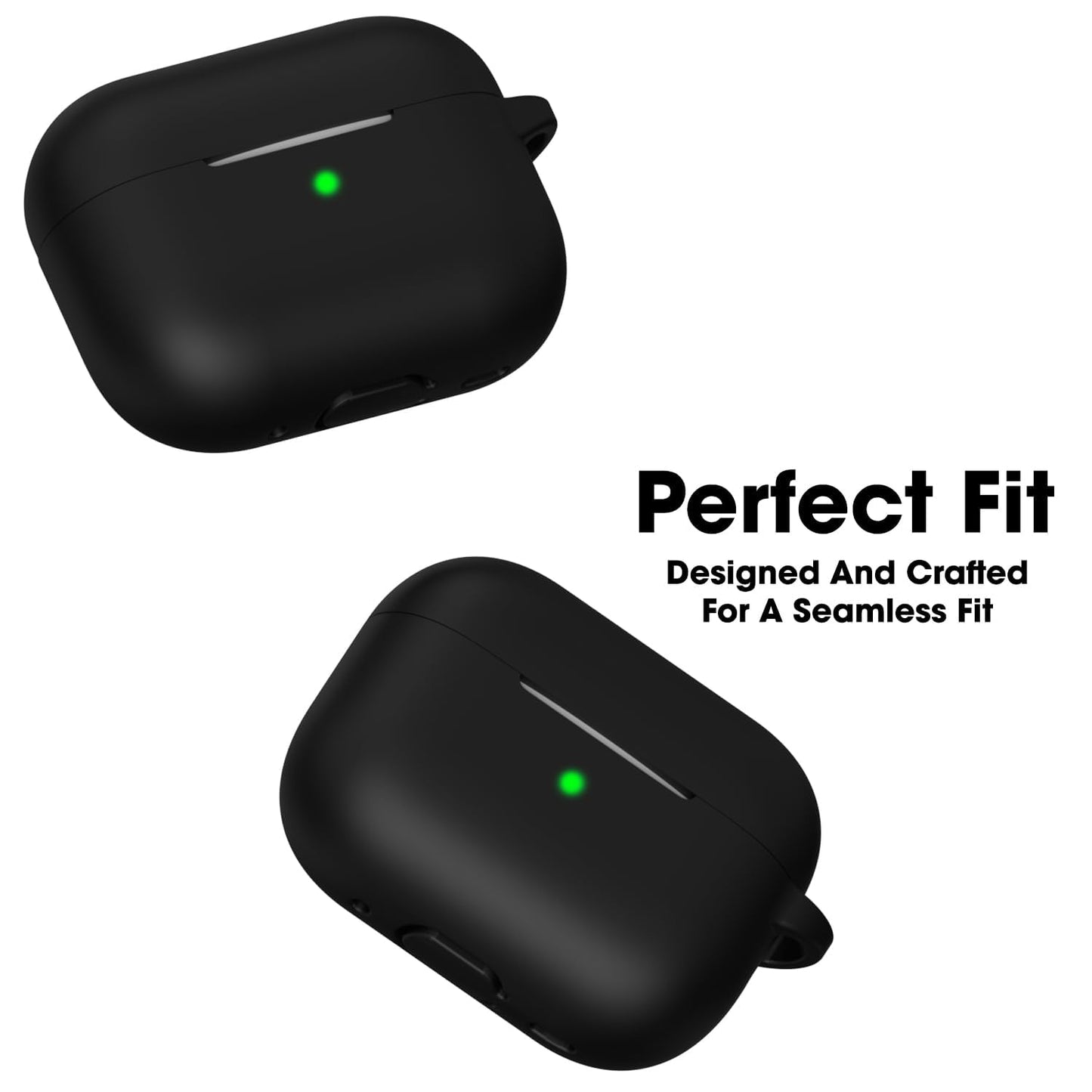 RedFoxx Soft Silicon Shockproof Cover Case with Free Keychain Compatible with Apple AIRPODS PRO 2, Leather Case Airpod Pro 2 (Black)