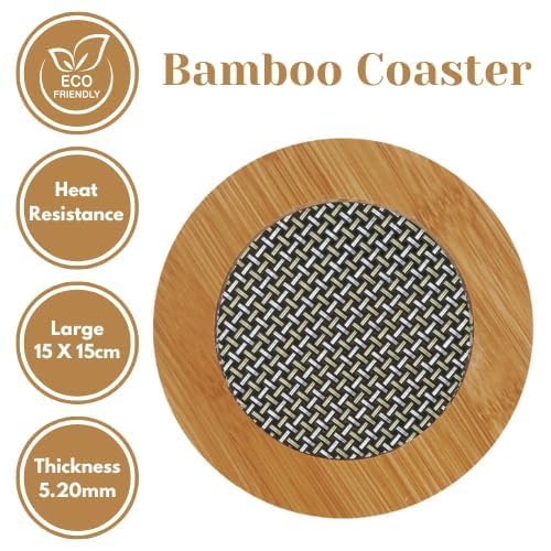 RF REDFOXX Eco-Friendly Bamboo Wooden Coasters for Home Pan Pot Holder for Dining Table Heat Pad for Kitchen - Pack of 2