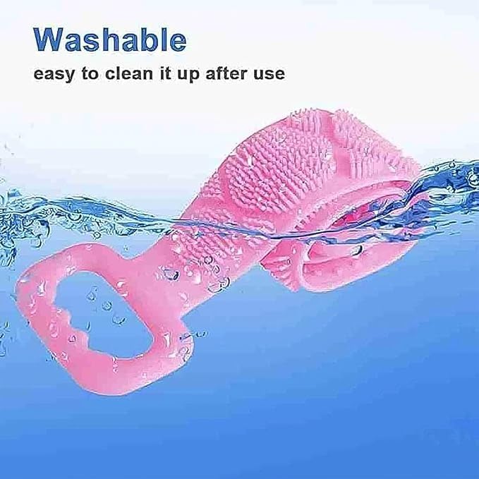 Silicone Body Back Scrubber – Double-Sided Exfoliating Belt for Shower | Deep Cleaning & Massage | Dead Skin Remover for Men & Women | Easy to Use & Clean Bathing Brush Strap
