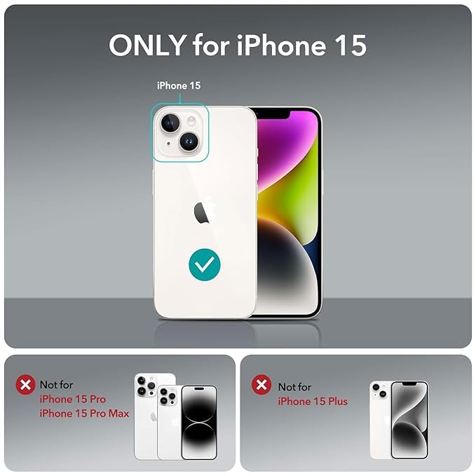 RF REDFOXX Clear Protective Case for iPhone 15, Transparent Silicone, Shockproof, Scratch Resistant