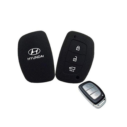 RF REDFOXX Car Silicone Rubber Key Cover for H-undai Cretaa / I20 Elite - Black - Premium Protection, Durability, and Style ( Pack of 1)