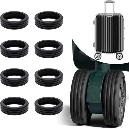 Silicone Luggage Wheel Protectors (8 PCS) | Shock Absorbing Suitcase Wheel Covers for 8 Spinner Wheels | Anti-Slip Noise Reduction Trolley Bag Wheel Guards