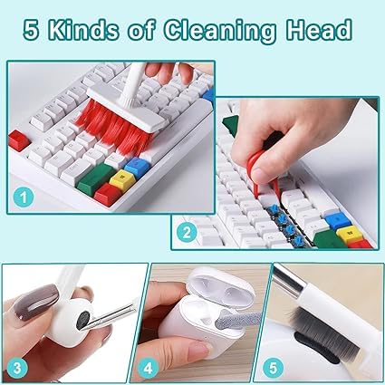 RF REDFOXX 5 in 1 Keyboard Cleaning Brush Kit,Multifunctional Earbuds Cleaner with Keycap Puller,Cleaning Tools for Mechanical Keyboard,PC Laptop and Earphone
