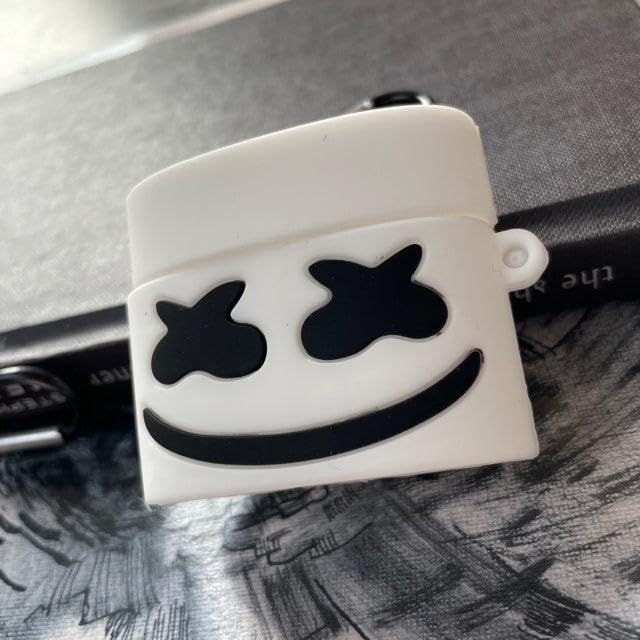 RedFoxx Rat Soft Silicone New 3D Cartoon Design Cute Anime Shockproof Cover Case with Free Keychain with Apple AIRPODS PRO (NOT for Any Other AIRPODS) (AIRPOD Cover PRO, (Marshmello White)