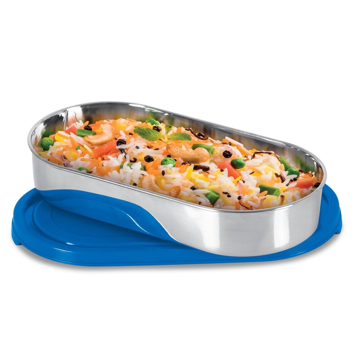 FreshLock Oval Tiffin Lid 650–675ml | Leak-Resistant Replacement Cover Compatible with Milton Steel Refresh Lunch Box | Secure Fit Spare Container Lid (Blue)