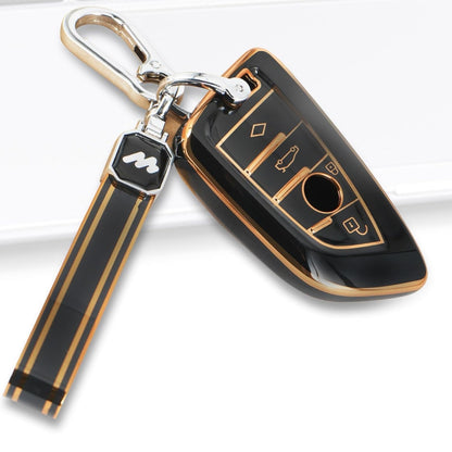 RF REDFOXX ogato TPU Car Key Cover fit for BMW GT-Series | X-Series | M-Series | 3-Series | 5-Series | 7-Series Smart Key (Black)
