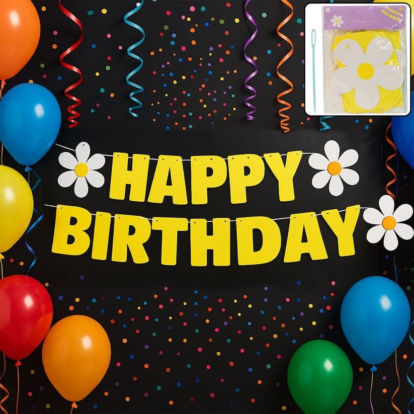 Happy Birthday Decoration Kit for Boys, Girls, Kids & Adults | Reusable Cursive Banner Party Decor Set | Birthday Celebration Combo Items (1 Set)