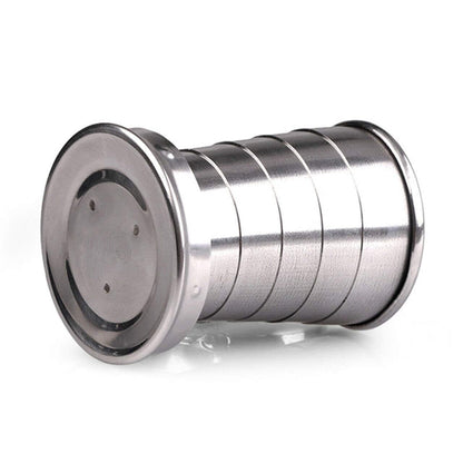 RF REDFOXX Folding Stainless Steel Water Glass for Picnic Outdoor/Indoor, Water Tumbler Cup with Keychain for Lassi Lemonade Juice Milk Cold Drinks Beverage Drinking Tumbler (75ml)