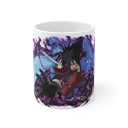 RF REDFOXX Naruto Anime Coffee Mug, Uchiha Madara Design, 350 ml, White Ceramic (Uchiha Madara, Naruto: Ultimate Ninja Madara)