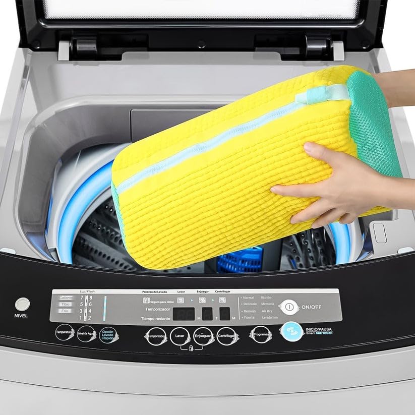 Microfiber Chenille Shoe Washing Bag, Yellow, Reusable Laundry Protector with Zipper for Machine Wash, Noise Reducing Design, 1 Piece