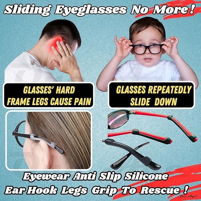 RF REDFOXX Eyeglass Anti-Slip Ear Grip Holder (1 Pair) | Soft Silicone Eyewear Retainer for Spectacles & Sunglasses | Comfortable Anti-Slip Sleeve for Men, Women & Kids (Color May Vary)