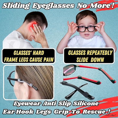 RF REDFOXX Eyeglass Anti-Slip Ear Grip Holder (1 Pair) | Soft Silicone Eyewear Retainer for Spectacles & Sunglasses | Comfortable Anti-Slip Sleeve for Men, Women & Kids (Color May Vary)