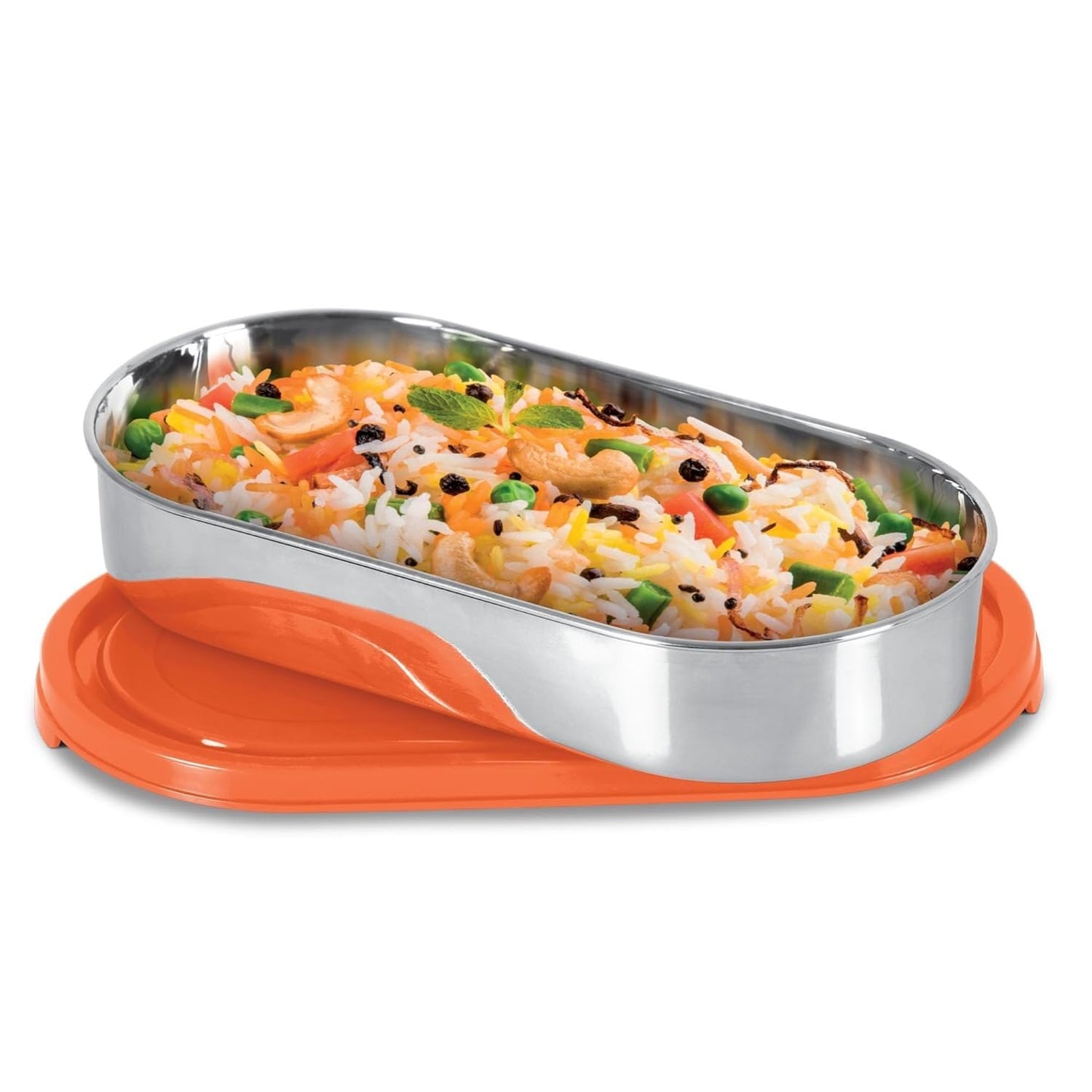 FreshLock Oval Tiffin Lid 650–675ml | Leak-Resistant Replacement Cover Compatible with Milton Steel Refresh Lunch Box | Secure Fit Container Lid (Orange)