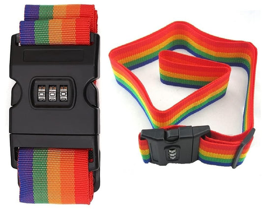 Rainbow Travel Luggage Strap with TSA Combination Lock, Heavy Duty Nylon Security Belt, Adjustable Suitcase Band for Trolley Bags, Model TGLS-001