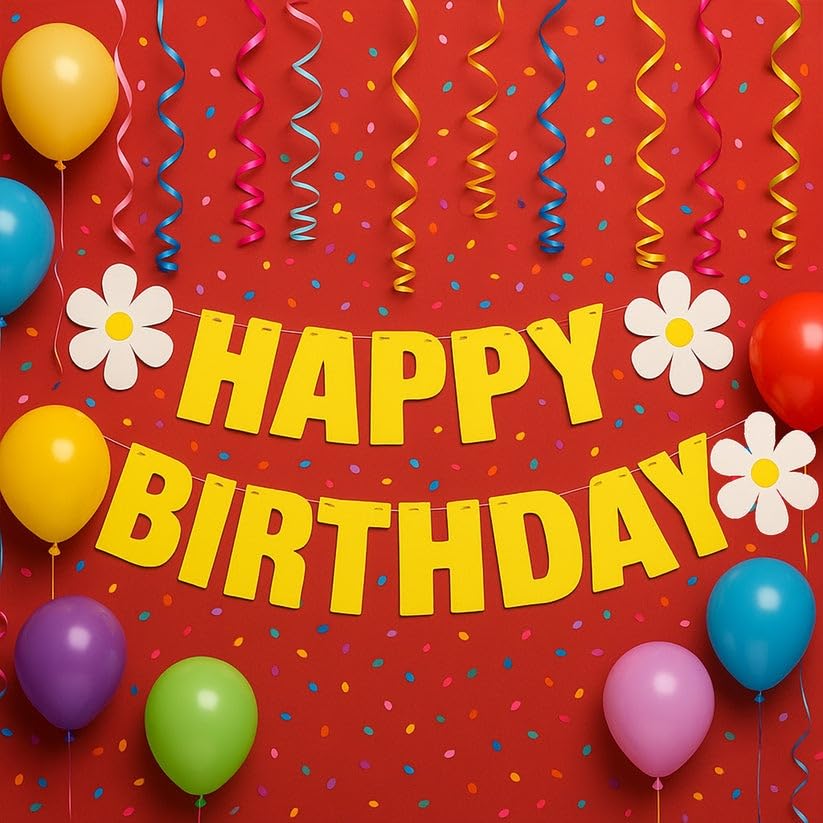 Happy Birthday Decoration Kit for Boys, Girls, Kids & Adults | Reusable Cursive Banner Party Decor Set | Birthday Celebration Combo Items (1 Set)