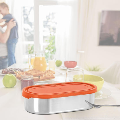 Spare Oval Container Lid Compatible with Milton Steel Refresh Tiffin | Fits 650ml–675ml Oval Container | Leak-Resistant Replacement Lid | Orange