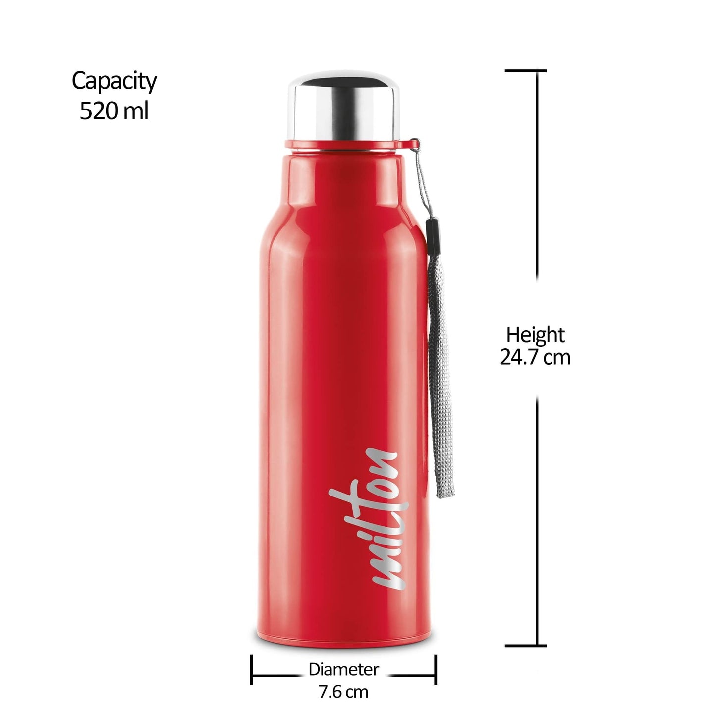 Replacement Lid for Milton Steel Fit Water Bottle | Compatible with 600ml & 900ml Thermosteel Bottles | Durable Stainless Steel Cap with Strap | Leak-Proof & Rust-Resistant Spare Lid