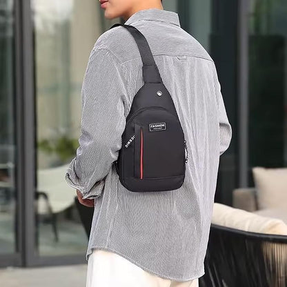 Cross-Body Sling Bag with USB Charging Port, Black Waterproof Travel Waist Pack, Anti-Theft Design
