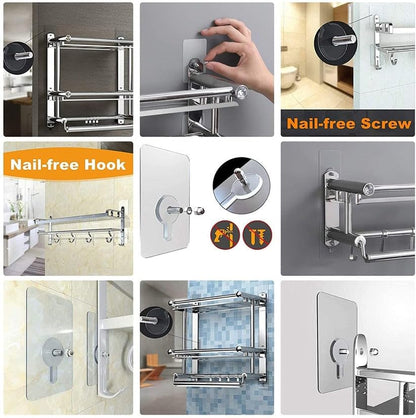 RF REDFOXX Heavy Duty Adhesive Wall Hooks | Transparent Nail-Free Hooks for Kitchen, Bathroom & Home Use | Strong, Reusable & Waterproof (Pack of 20)