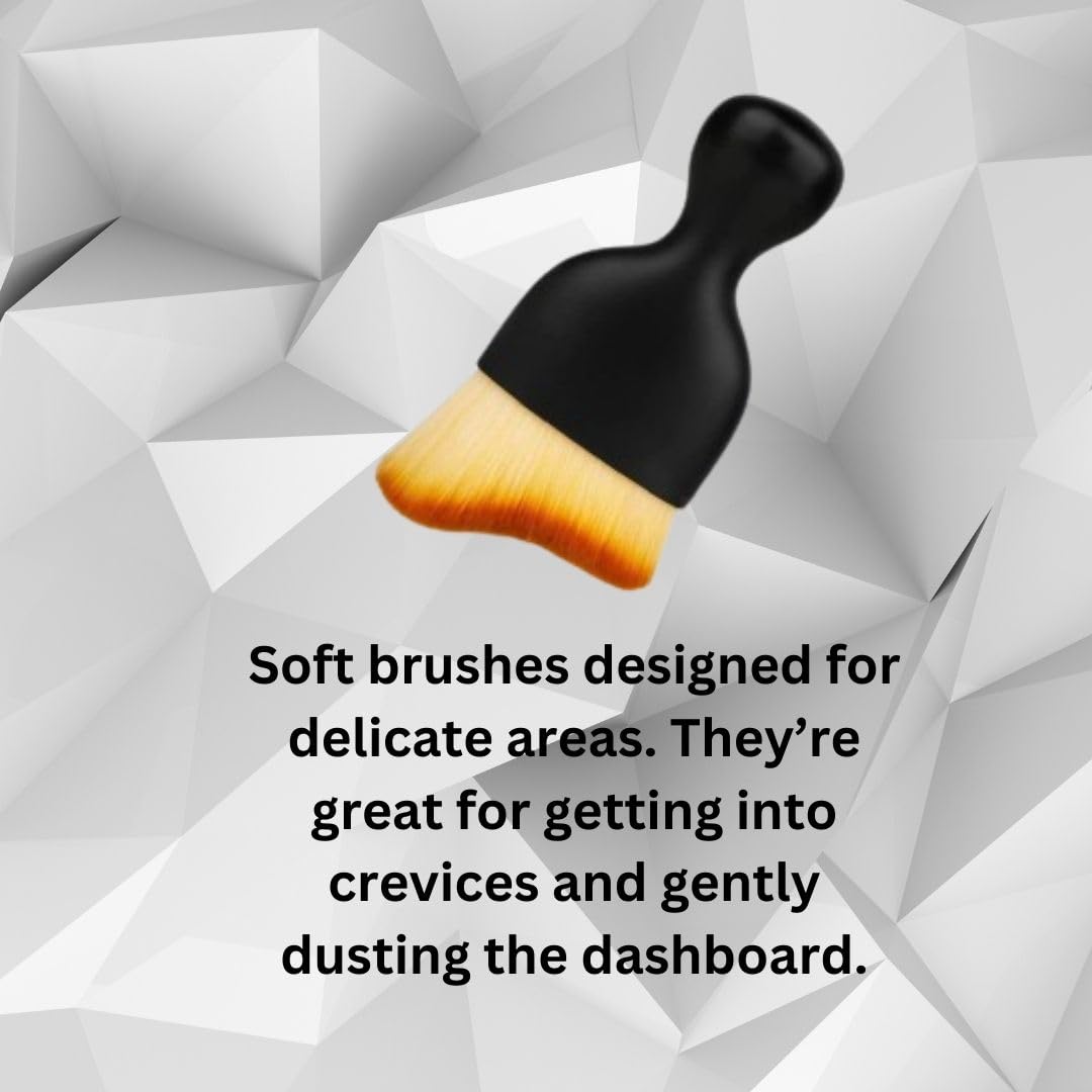 Car Interior Cleaning Brush Set, Dense Soft Bristles, for Dashboards, Vents, Black Pack of 1