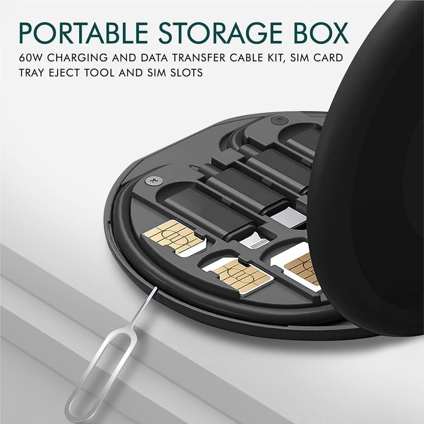 Universal 3-in-1 60W Fast Charging Data Cable Set | Type-C, Lightning & Micro USB Multi Charging Cable Kit with Inbuilt Phone Stand | Compatible with Apple, Samsung, Realme, iPad & Android Phones