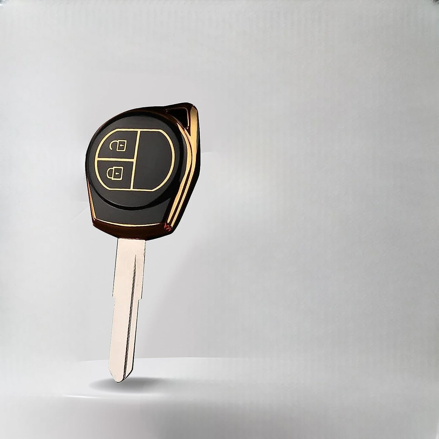 Suzuki 2 Button Smart Key Shell Without Blade and TPU Cover for Suzuki Alto, Baleno, Brezza, Swift, Celerio, Dzire, Ciaz, Ignis, S-Cross, Ertiga, XL-6, S-Presso, Ritz, SX4, WagonR Models