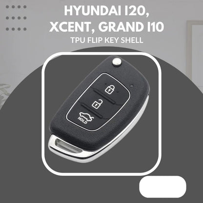 Replacement Remote Key Shell Compatible with Hyundai i20, Verna, Xcent & Grand i10 | Car Key Fob Case Housing | Durable ABS Plastic | Black (Pack of 1)