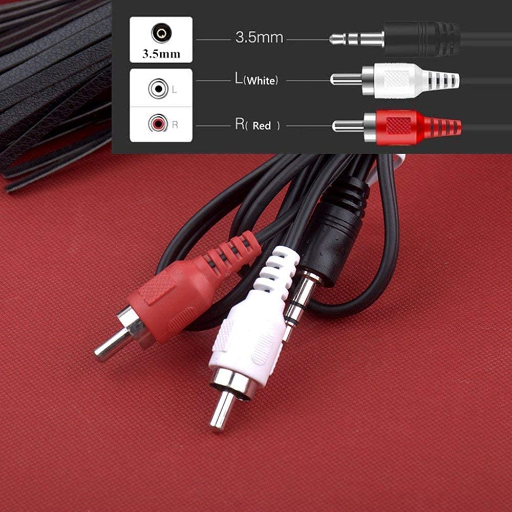 RF REDFOXX Jack Stereo Audio Male to 2 RCA Male Cable AV Audio Video Cable TV-Out Cable Speaker Amplifier Connect RCA Audio Video