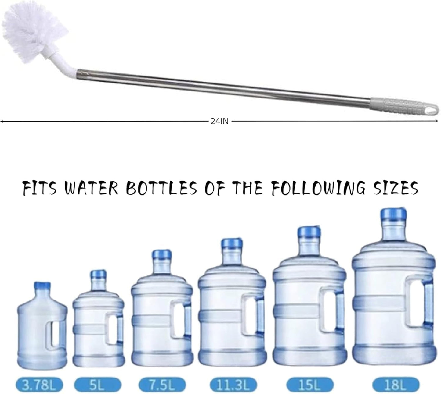 20L Water Can & Dispenser Cleaning Brush – 360° Rotating Nylon Bristles for Wet and Dry Cleaning | Heavy-Duty Long Handle Brush for Bottles, Jars, Water Cans (Multicolor)