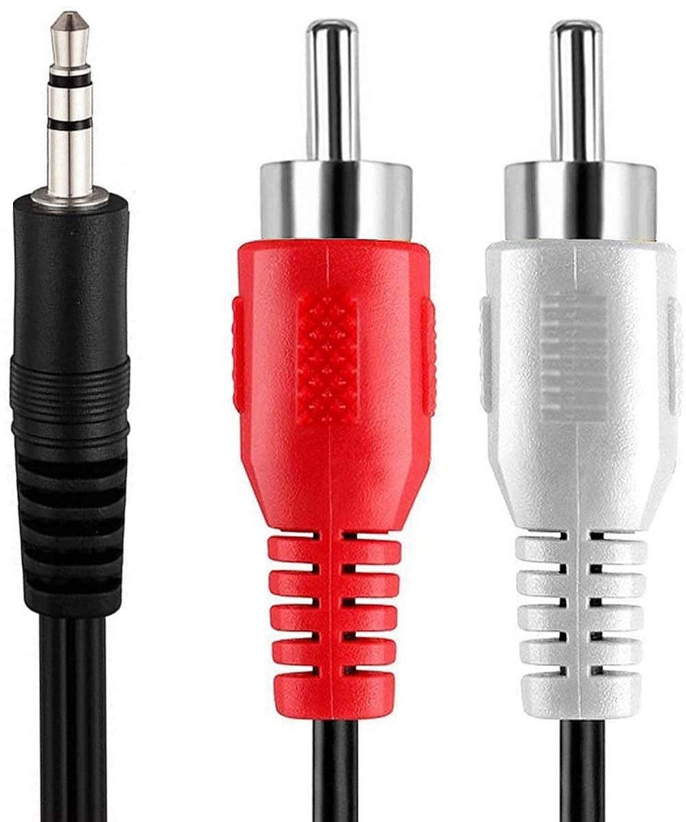 RF REDFOXX Jack Stereo Audio Male to 2 RCA Male Cable AV Audio Video Cable TV-Out Cable Speaker Amplifier Connect RCA Audio Video